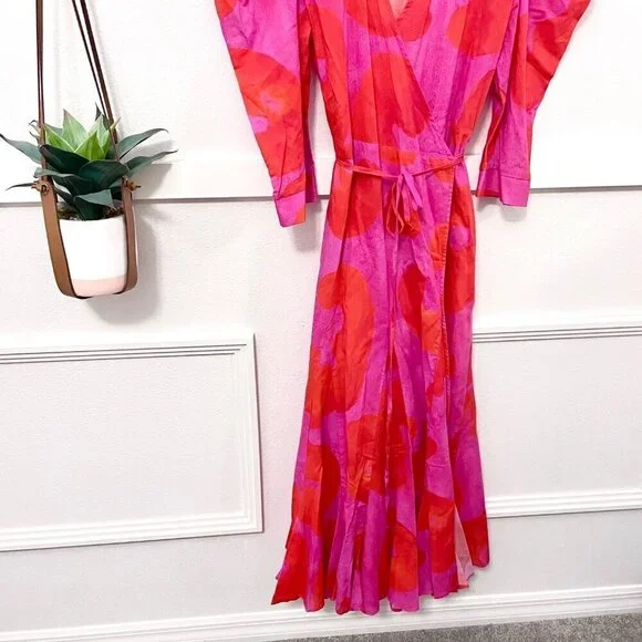 Tuckernuck De Loreta Izula Dress Pink Red Print Andita Size S - Picture 3 of 7